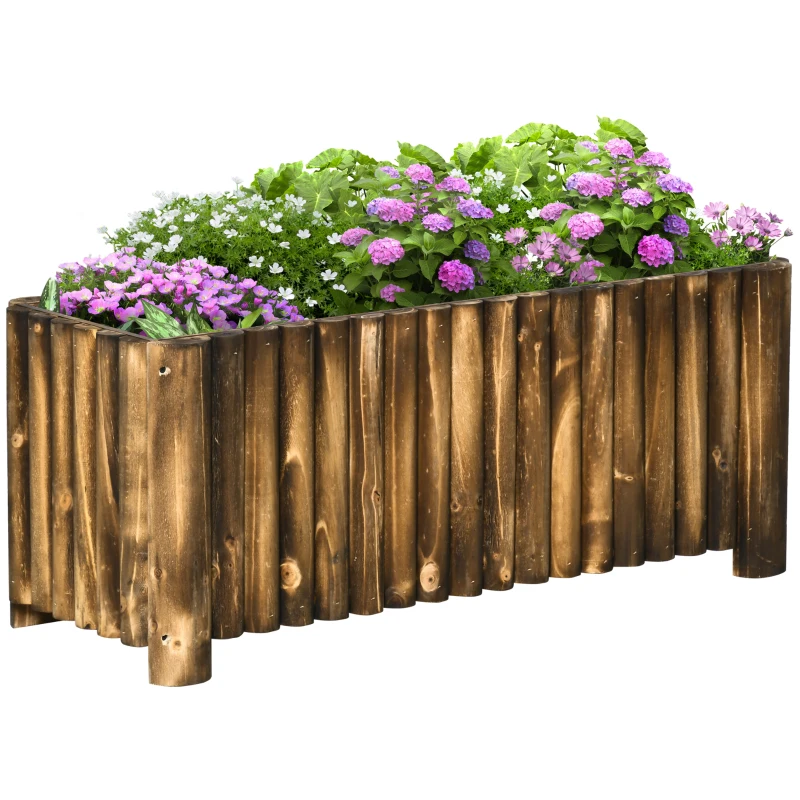 Outsunny pat înalt pentru plante, pentru ierburi aromatice, legume și flori, din lemn de brad, 100x38,5x40 cm