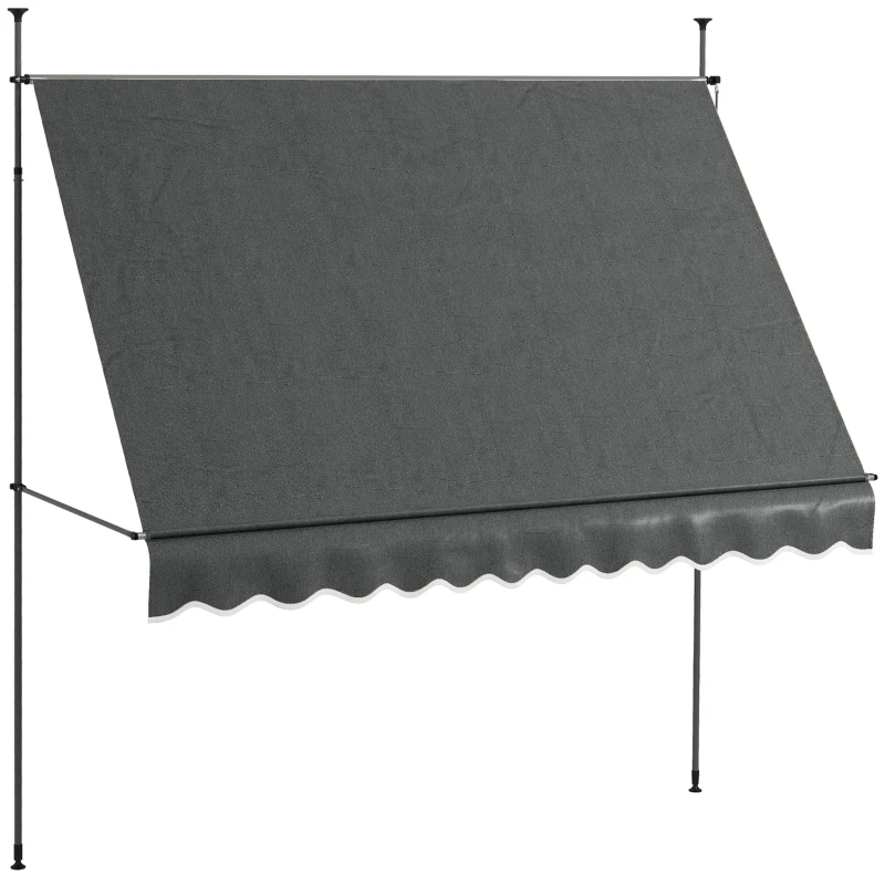 Outsunny Parasol Manual Retractabil 300x120x210-300 cm cu Manivela Inaltime Ajustabila Impermeabil si Anti-UV Gri Inchis