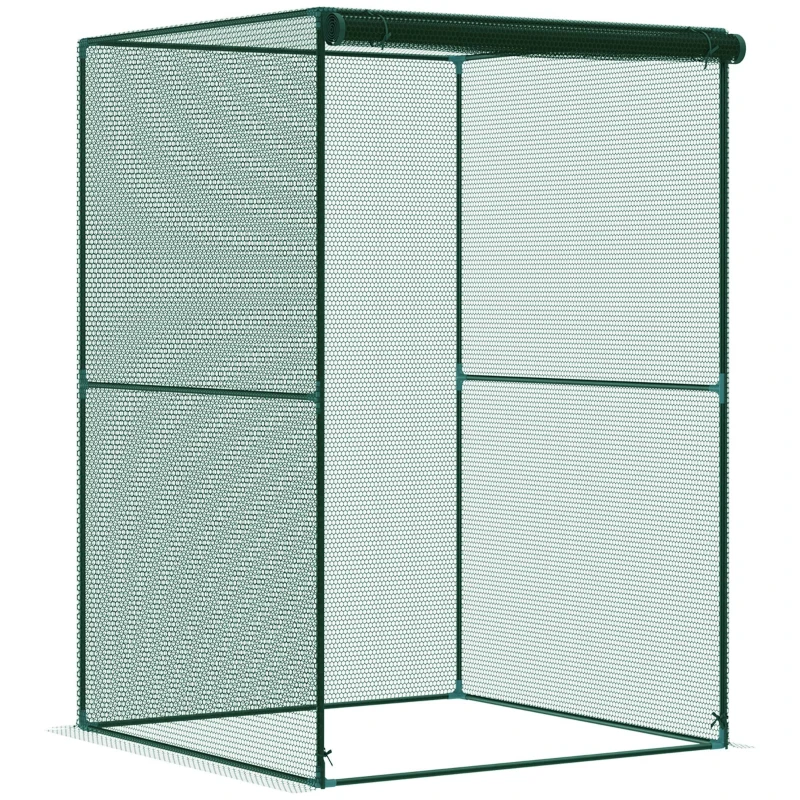 Outsunny Jaula de Cultivo para Plantas 120x120x180 cm cu Ușă Enrollabilă și Structură din Oțel pentru Grădină Terrasă Culoare Verde