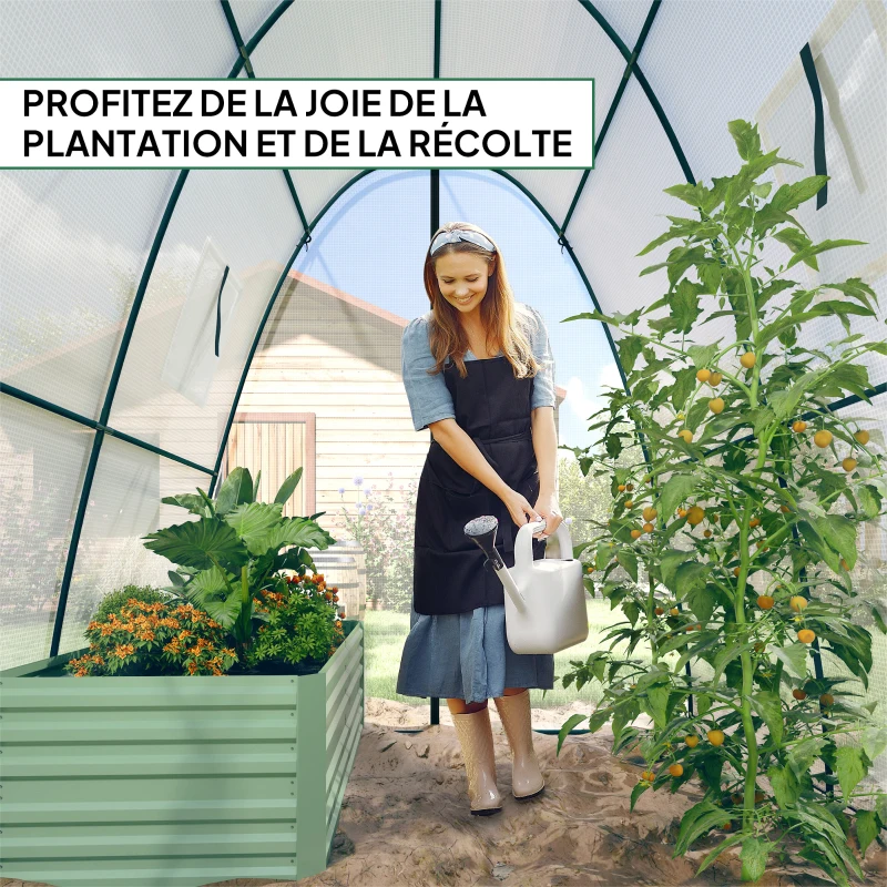 Outsunny Seră de grădină 1,8 x 1,8 x 2 m cu uși rulante și ferestre mari, seră tunel de grădină, alb