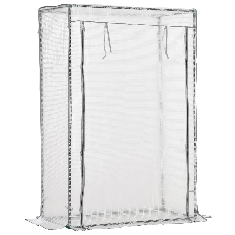 Outsunny Seră de grădină, seră de balcon, pânză renforțată PE, structură din oțel, ușă zippată rulabilă, 100 x 50 x 150 cm alb