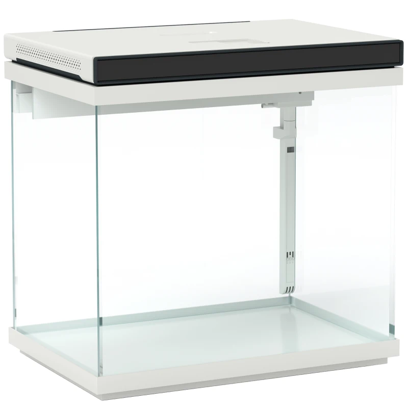 PawHut Acvariu de 26 de litri cu filtru, cu LED-uri, pompă de apă, pentru diferite specii de pești, 38 x 26 x 38 cm