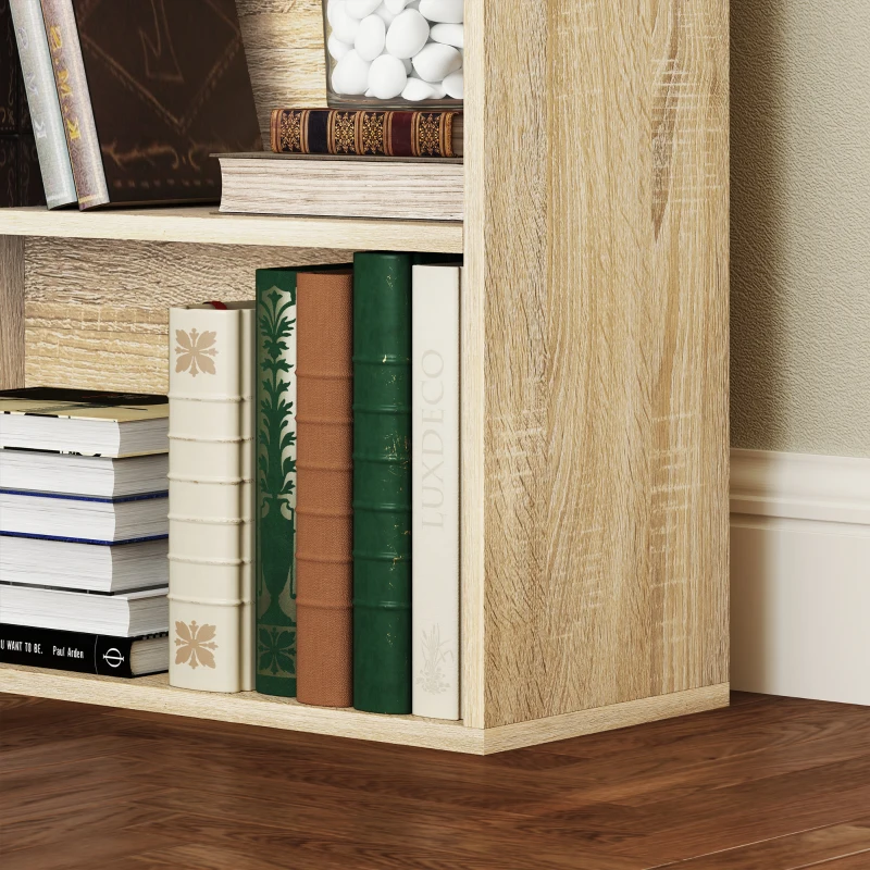 HOMCOM Bibliotecă raft de depozitare 5 nivele cu rafturi reglabile pentru living, dormitor, birou, 60x24x133,5 cm, natural