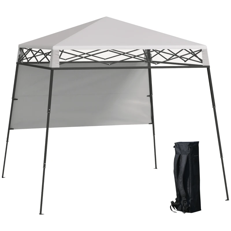 Outsunny Cenador Pliabil 220x220x200 cm cu 1 Perete Lateral Geantă de Transport Impermeabilă și Protecție UV50+ Alb