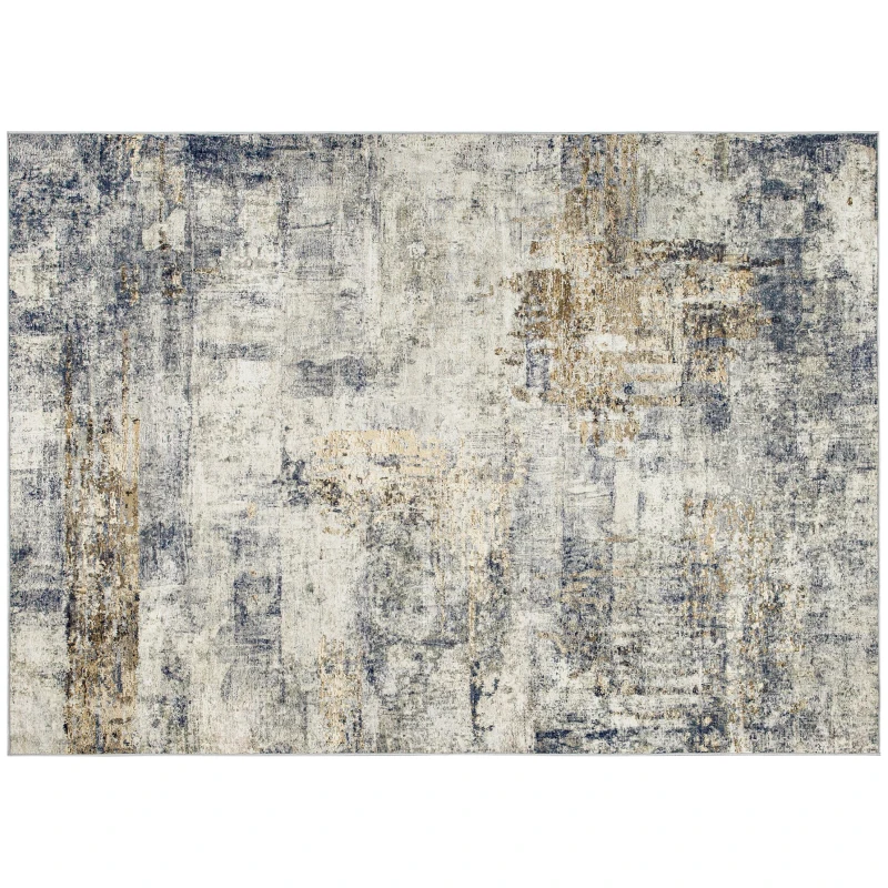 HOMCOM Covor de living, Poliester, model artistic modern, masabil, Gri