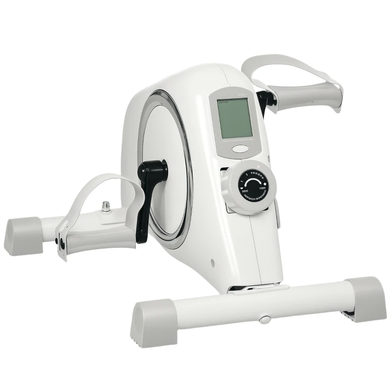 SPORTNOW Pedalier Mini-Heimtrainer, Pedale Sub Birou, Exerciții pentru Brațe și Picioare, 8 Nivele de Rezistență, Alb