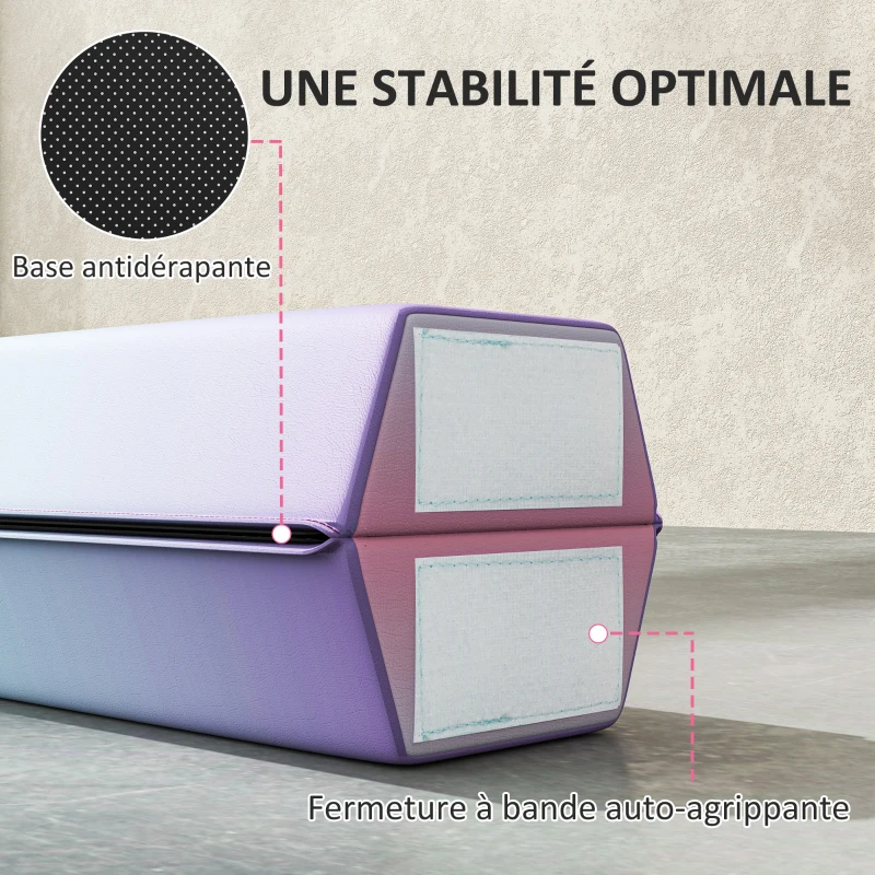 SPORTNOW Poutre de gymnastique pliable fond antidérapant, poignée de transport, 236 x 10/15 x 6,5 cm multicolore
