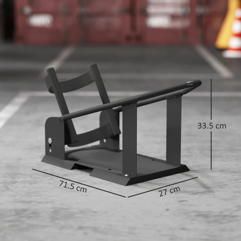 HOMCOM Cale de roată pentru motocicletă, cațărătoare de motocicletă din oțel, suport de transport cu 3 găuri reglabile în înălțime 27 x 71,5 x 33,5 cm negru