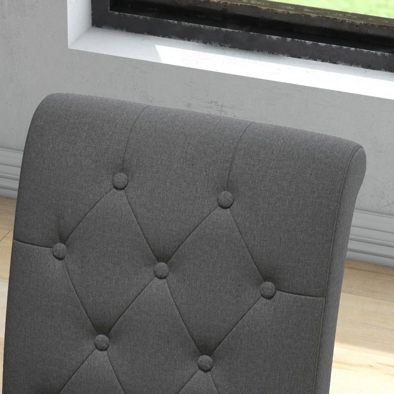 HOMCOM Lot de 2 scaune de Masă Scaun de Bucătărie Confortabil Picioare din Lemn Lin 47 x 61 x 101 cm gri închis