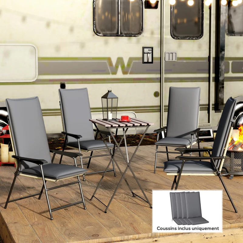 Outsunny Lot de 4 perne de scaun pentru exterior cu curele si banda reglabila, anti-decolorare UPF50+, 124x50x5cm, gri