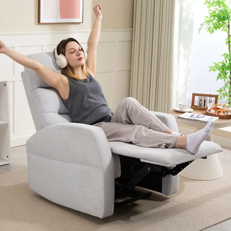 HOMCOM Fotoliu relaxant reglabil cu suport pentru picioare, fotoliu tapițat modern, Gri deschis