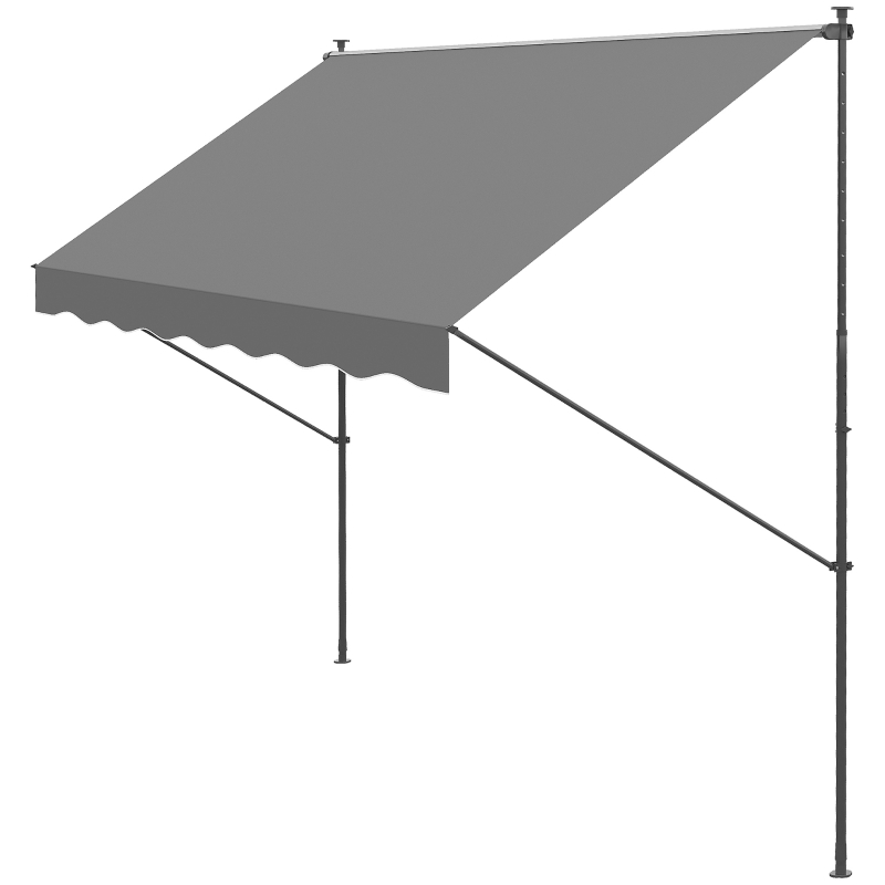 Outsunny Parasolar Manual Retractabil 300x175x210-310 cm Ajustabil cu Manivela Protectie Solara UV40+ Gri