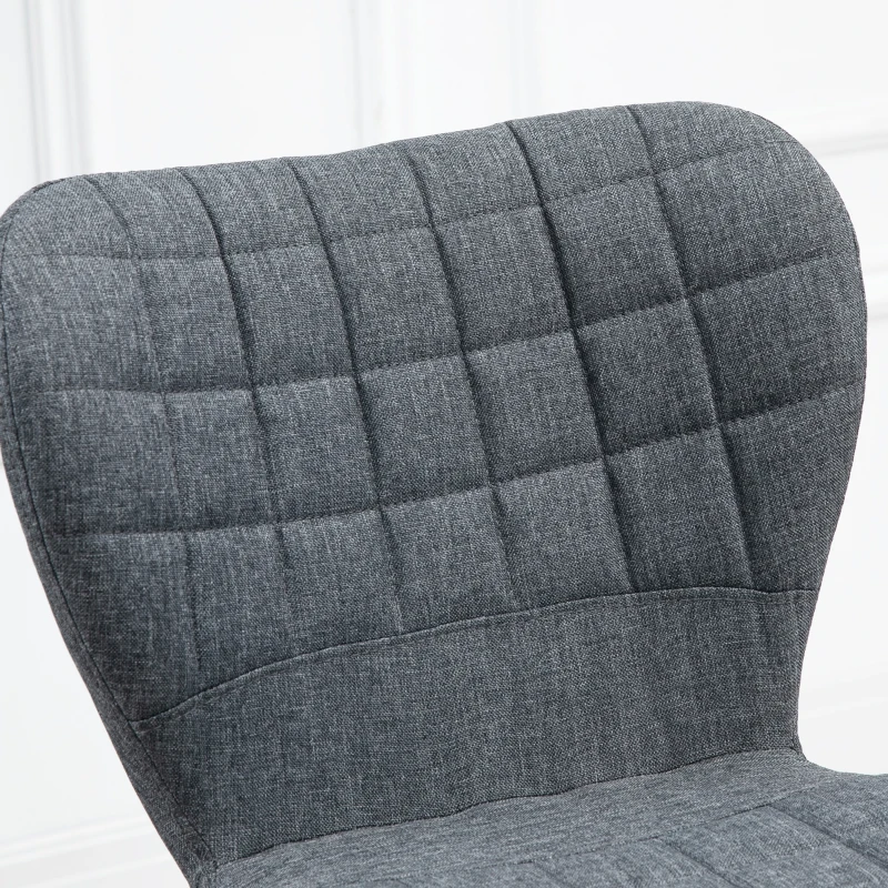 HOMCOM Set de 2 Taburete de Bar Design, Spătar curbat căptușit, Înălțime de ședere reglabilă 61-81 cm, pivotante 360°, Suport pentru picioare, Velur Gri