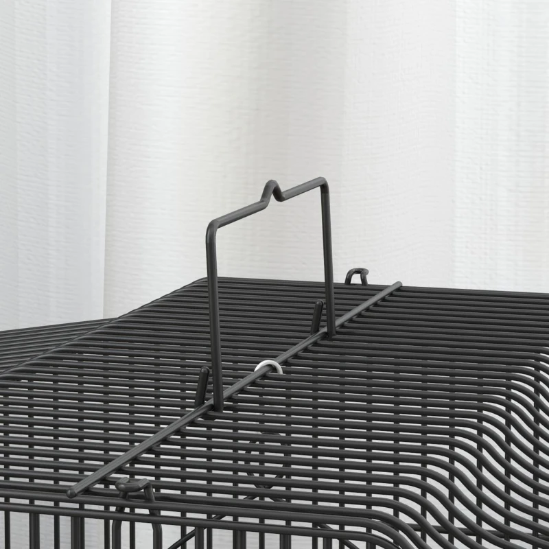 PawHut Colivie pentru Păsări 46,5x36x59 cm cu 2 Boluri 2 Suporturi Leagăn Tavă Detașabilă și Cadru de Oțel Negru