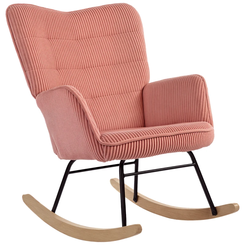 HOMCOM Fotoliu cu leagăn, Fotoliu de relaxare, Scaun cu leagăn, rezistent până la 120 kg, Poliester, 98 x 71 x 101 cm, Roz