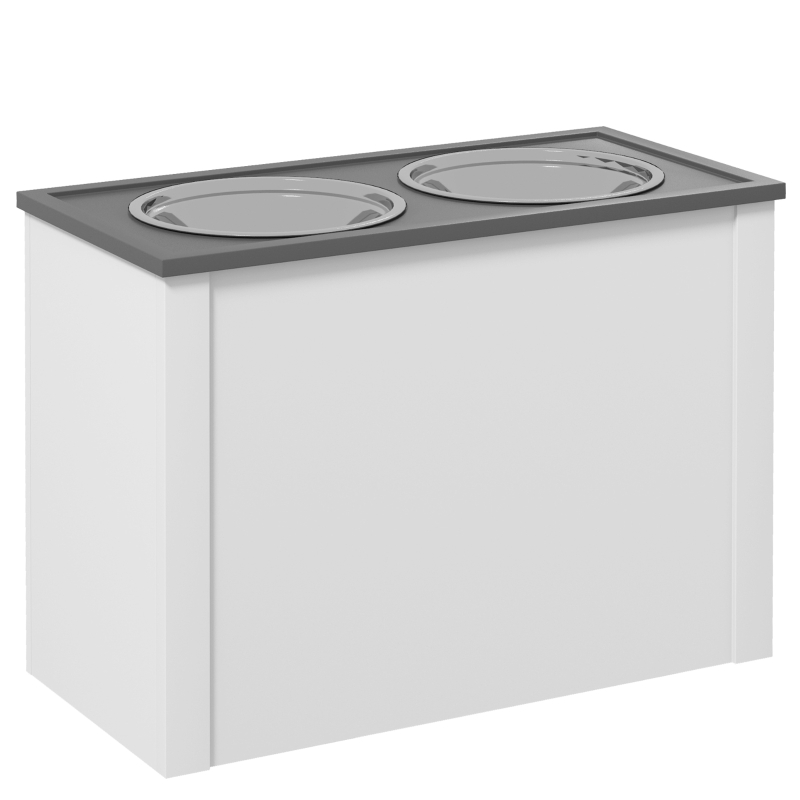 PawHut Bol inalt pentru caini cu 2 boluri din otel inoxidabil detasabile, dim. 60L x 30l x 42H cm