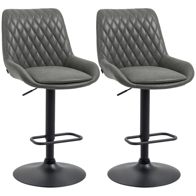 HOMCOM Tabureți de Bar Tabureti de Bucatarie, Design Tabureti de Inaltime, cu Suport pentru Picioare, 51 cm x 59 cm x 117 cm, Gri închis + Negru