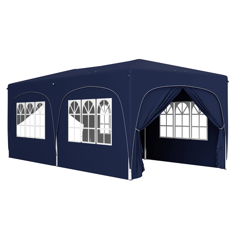 Outsunny Pavilion pop-up 3 x 6 m cu pereți laterali, cort de grădină reglabil în înălțime UPF50+ cu husă de transport și saci de nisip