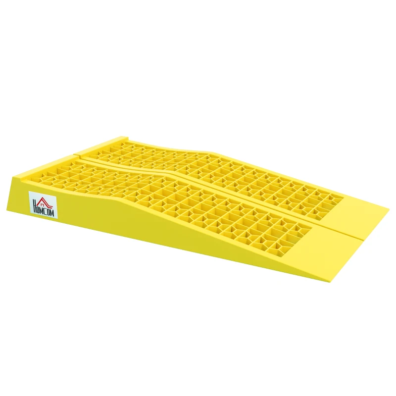 HOMCOM Set de 2 rampe pentru mașină vehicul utilitar rampă de încărcare dim. 70L x 19,5l x 7,8H cm PP galben