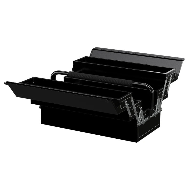 DURHAND Cutie de scule metalică - coffret de scule - cutie de scule 3 nivele 5 tăvi retractabile - oțel negru