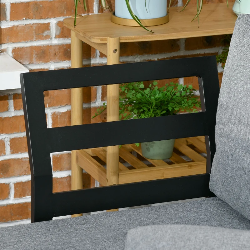 Outsunny set mobilier grădină 3 persoane, perne de ședere, cadru aluminiu, aspect lemn, gri natural