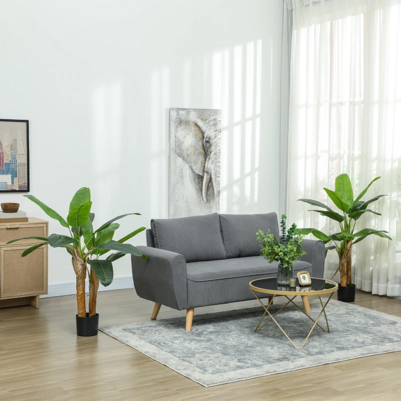 HOMCOM Set de 2 plante artificiale interioare 120 cm bananieri în ghiveci pentru decor acasă, birou, living, dormitor