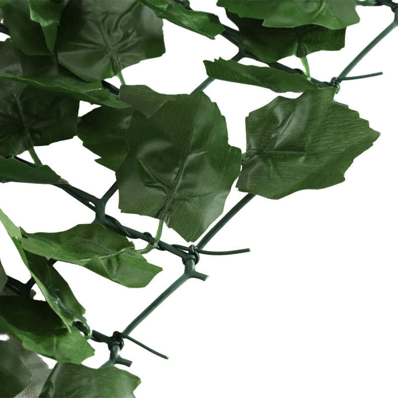 Outsunny Gard Artificial Paravan Decorativ Rulou 3L x 1Î m Frunziș Realist Anti-UV Verde Închis