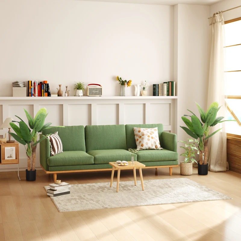 HOMCOM Set de 2 plante artificiale interioare 120 cm bananieri în ghiveci pentru decor acasă, birou, living, dormitor