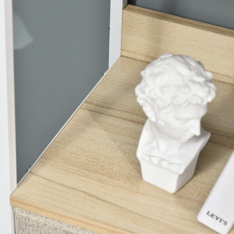 HOMCOM Comodă cameră mobilier de depozitare comodă 4 sertare din țesătură pliabile și detașabile cu rafturi deschise și cadru de metal, comodă pentru sufragerie, cameră, intrare, gri deschis