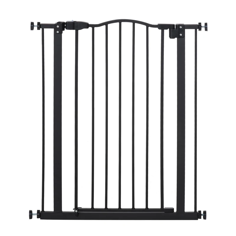 PawHut Barieră de securitate pentru câini extensibilă 74-80 cm închidere automată fixare cu presiune fără găurire negru