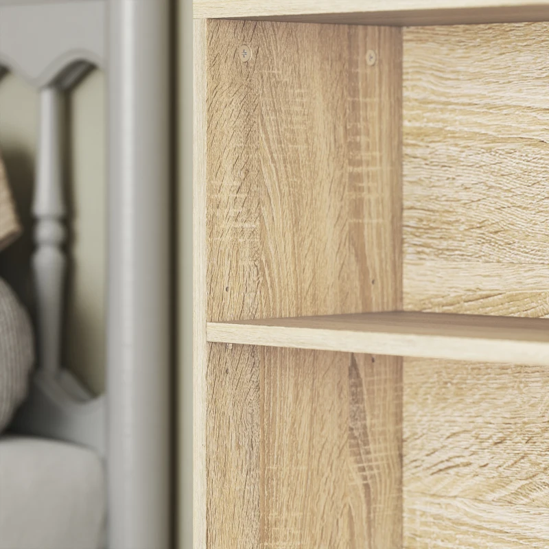 HOMCOM Bibliotecă raft de depozitare 5 nivele cu rafturi reglabile pentru living, dormitor, birou, 60x24x133,5 cm, natural