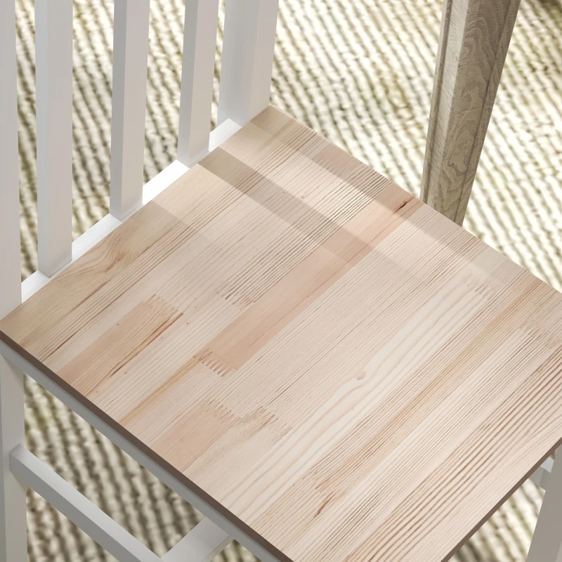 HOMCOM Set de 4 scaune de bucătărie, Scaune de masă, Lemn masiv, design modern, 38,5 cm x 47,5 cm x 99 cm, Natural