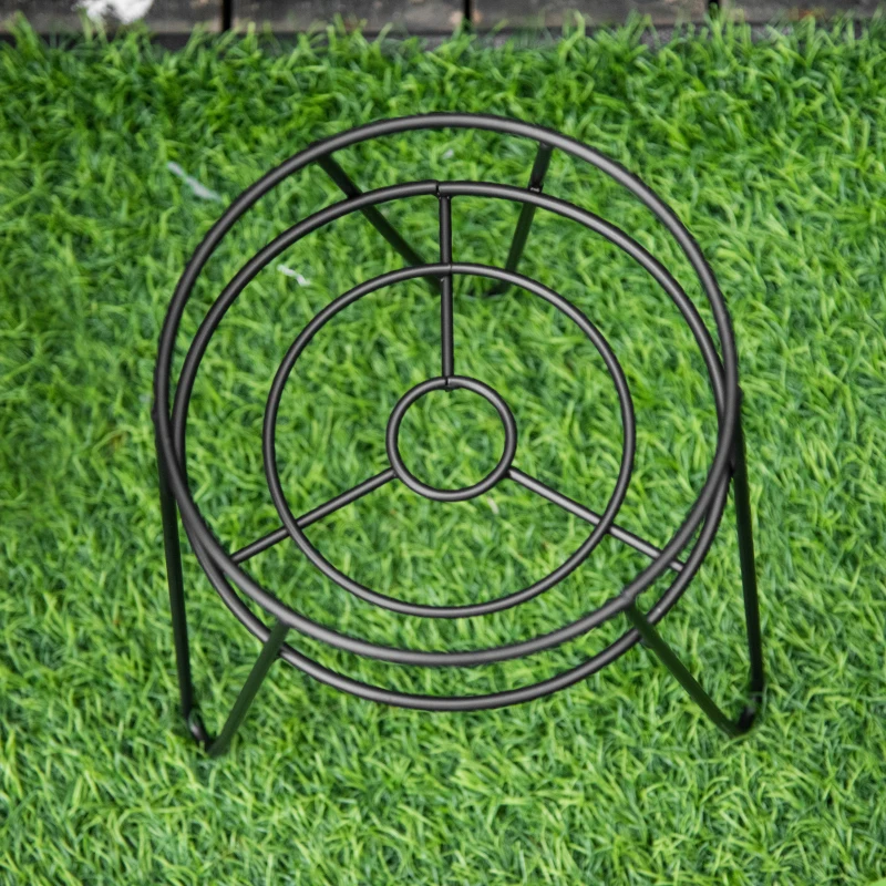 Outsunny Set 3 Suporturi metalice pentru plante, înălțimi 23,5/30/42 cm, suporturi pentru ghivece, negru