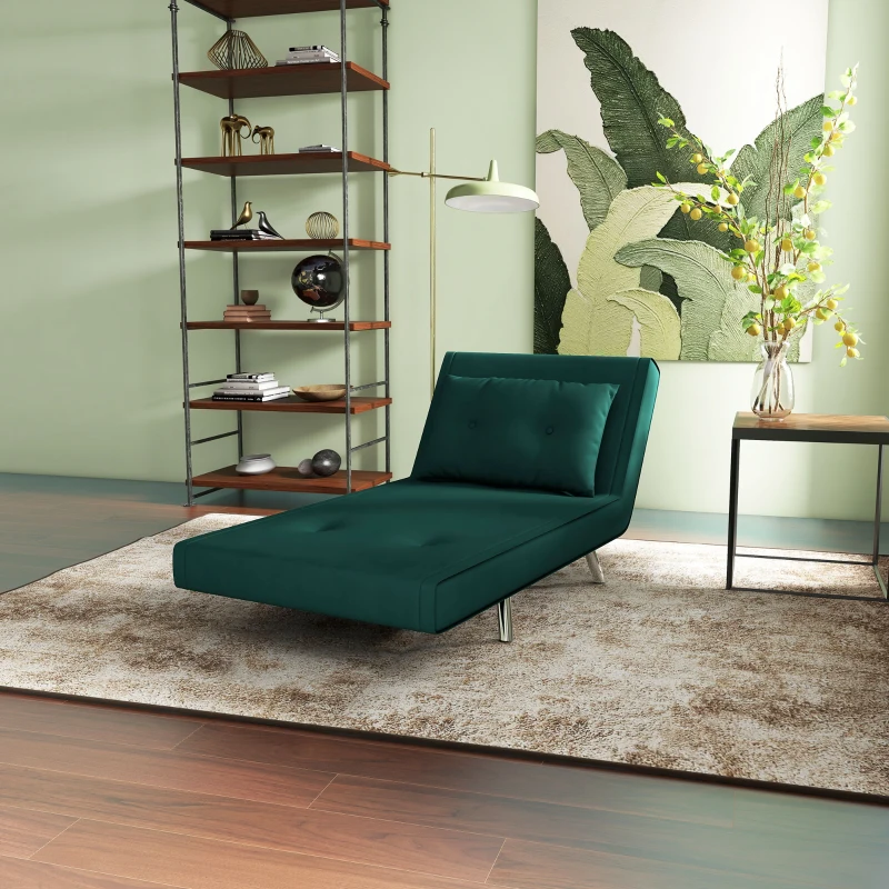 HOMCOM Fotoliu recliner cu funcție de pat, butoane decorative, aspect de pânză, 77 cm x 88 cm x 83 cm, Verde