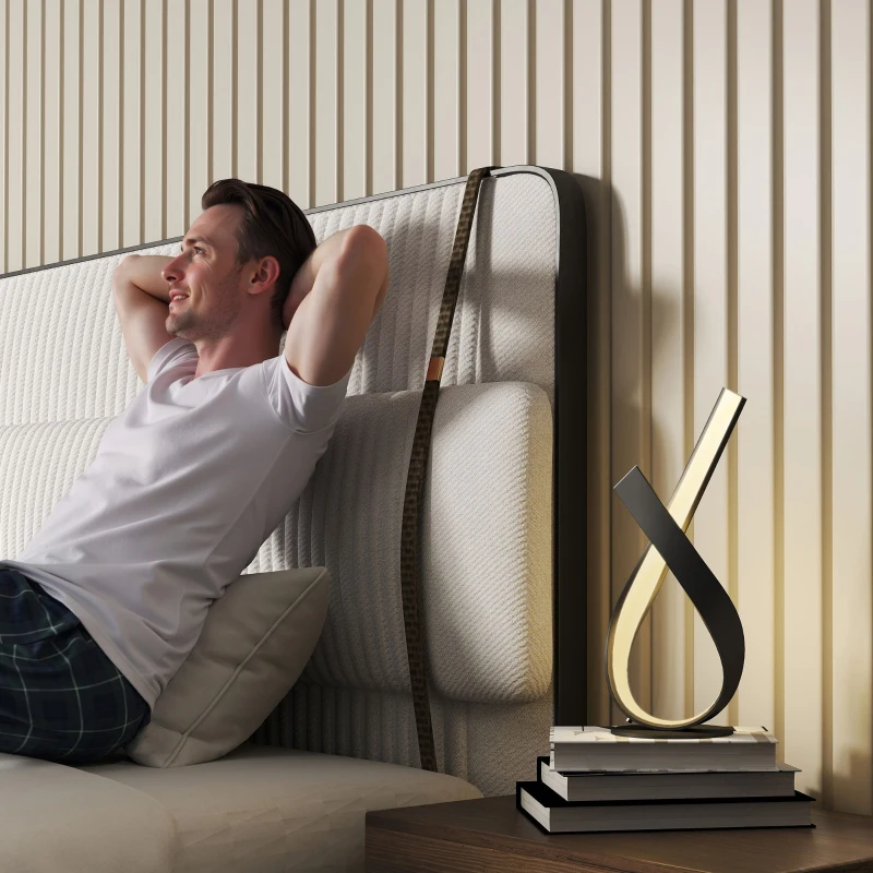 HOMCOM Lampă de masă design contemporan - lampă de masă design în spirală - dim. 21L x 15l x 43H cm - aluminiu negru LED alb cald