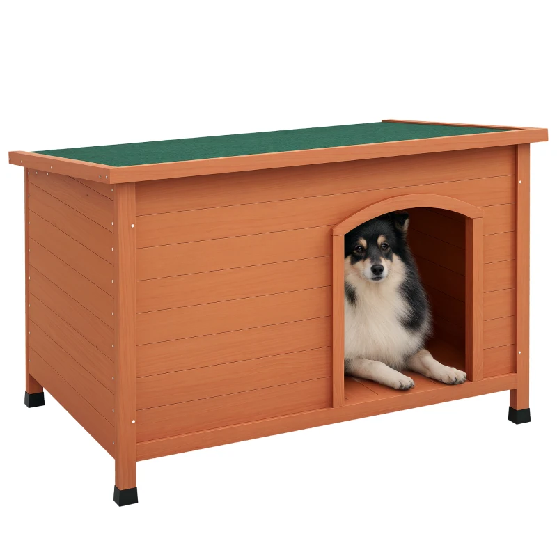 PawHut Căsuță pentru câini Căsuță pentru câini din lemn Căsuță pentru câini XXL, 100 cm x 65,5 cm x 68 cm, Maro + Verde