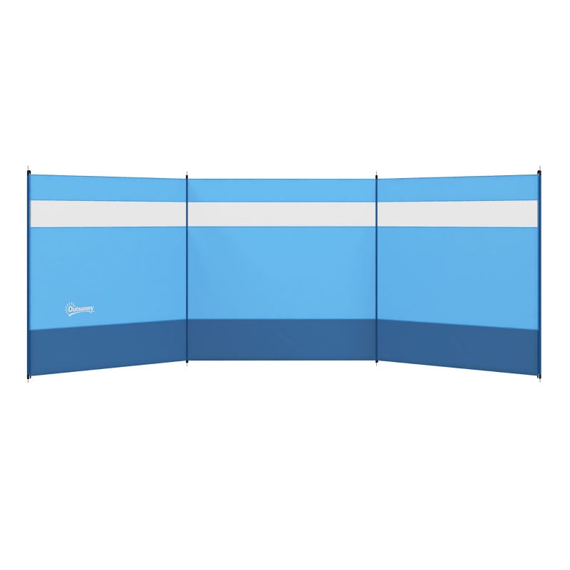 Outsunny Paravent brise-vent de camping portabil pliabil cu sac de transport și stâlpi în oțel dim. 440 cm x 140 cm albastru