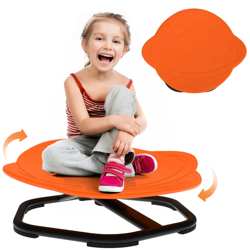 AIYAPLAY Planet-Shaped-kids Swivel Chair, Sensory Spinning Chair for Balance, Coordination Training, Orange
