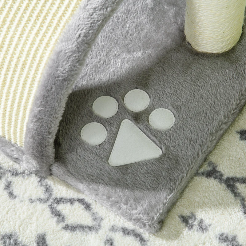PawHut Arbre à Chat avec Boules de Jeu Arbre à Chat en Sisal Gris 35,5 x 37 x 46 cm
