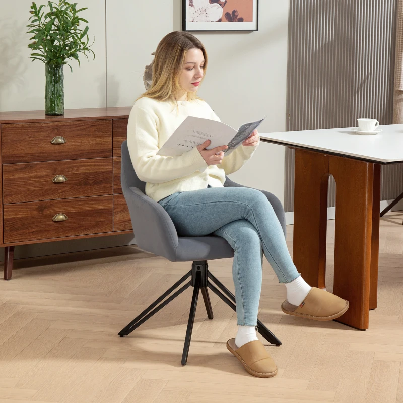 HOMCOM Fotoliu de accent in design retro imitatie catifea 58 cm x 60,5 cm x 79 cm otel gri