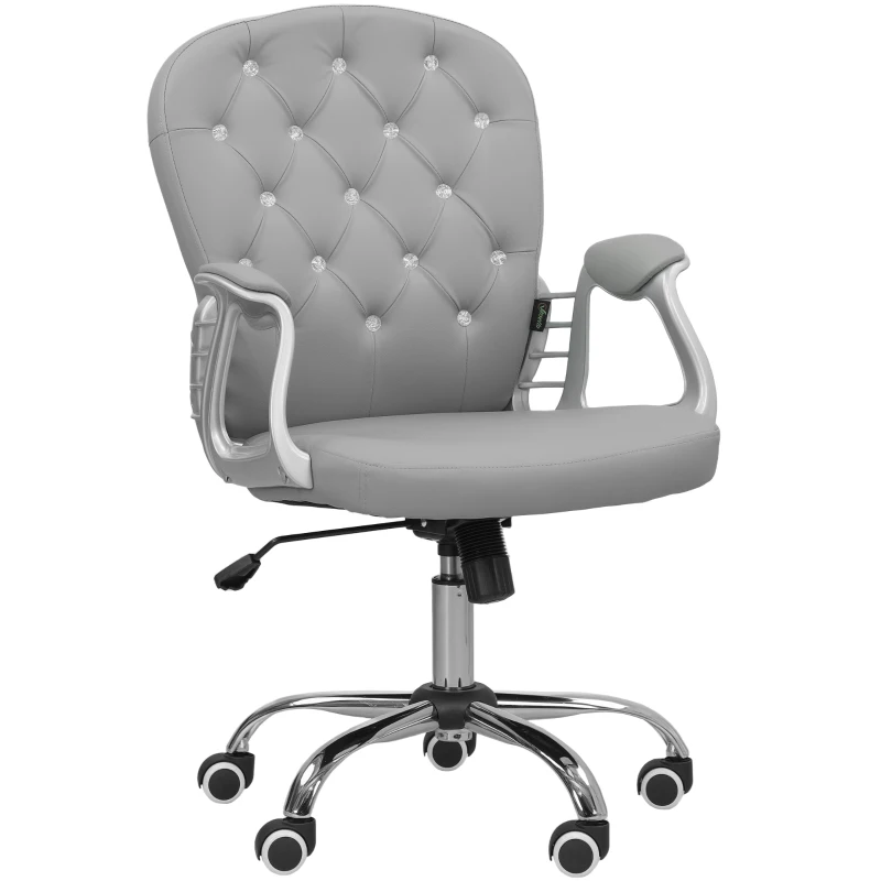 Vinsetto Scaun de birou, Ergonomic Scaun de birou cu braț, Spătar căptușit Gri deschis