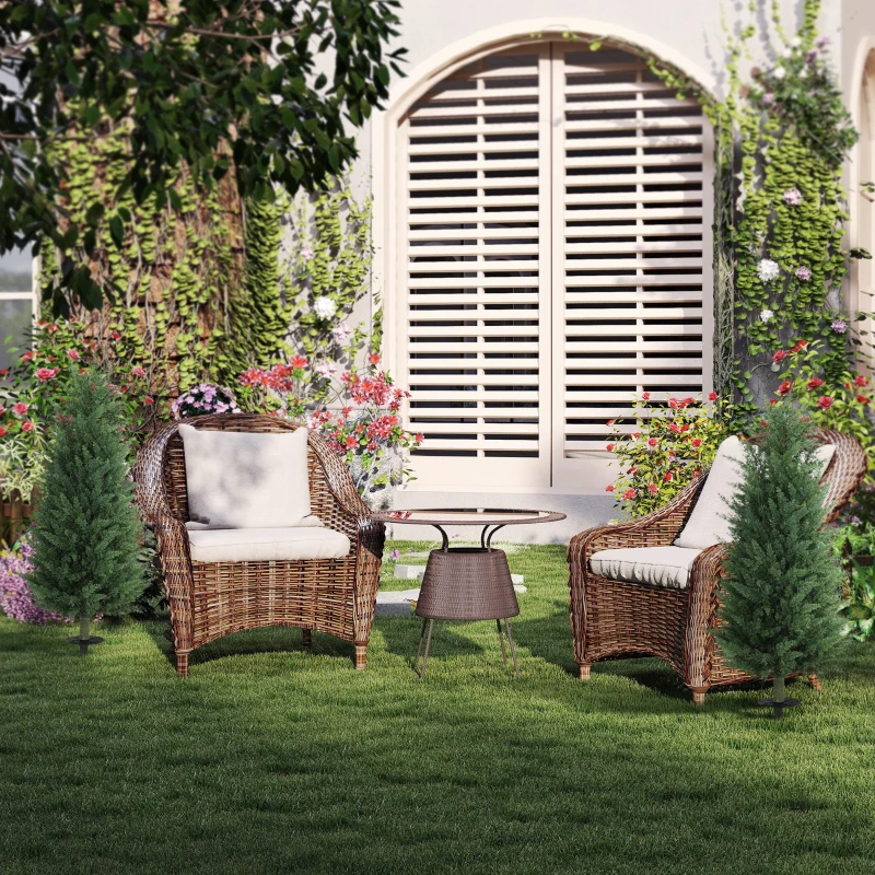 HOMCOM Set de 2 plante artificiale, chiparosi artificiali cu 831 de frunze fiecare, versatil, Verde