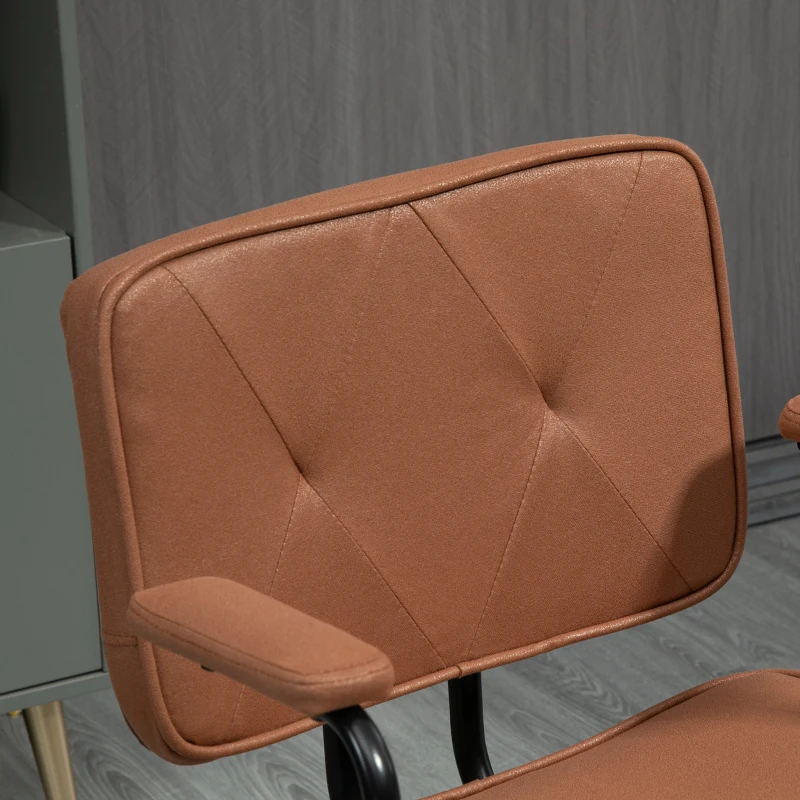 Vinsetto Scaun de birou cu rotile, scaun de birou reglabil inaltime cu functie de leganare rotire 360° inclinabil spuma maro 61 x 58 x 82-91 cm