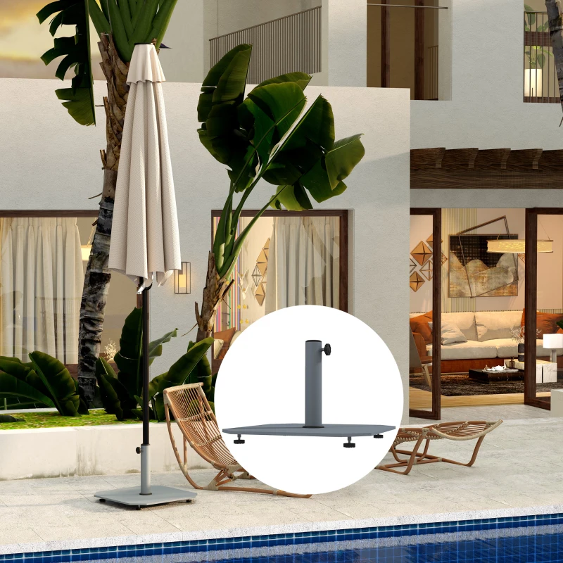 Outsunny Suport de umbrelă din metal 18,5 kg, Suport de umbrelă pătrat pentru umbrelă de 32/38/48mm