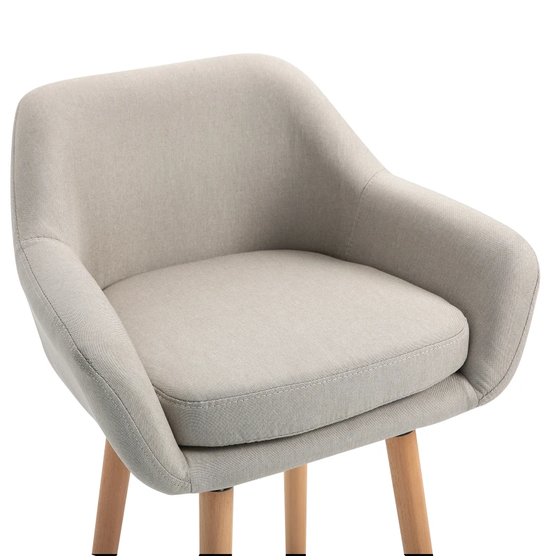 HOMCOM Taburete de Bar Design scandinav - Set de 2 taburete de Bar Mare Confort cu Suport pentru Picioare și cotiere - Lemn masiv In Bej