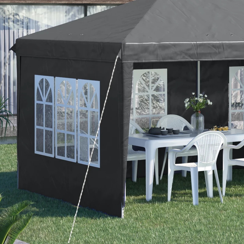Outsunny Tonelă pop-up pliabilă - cort pentru recepții - 3 x 6 m 3 laturi demontabile gri