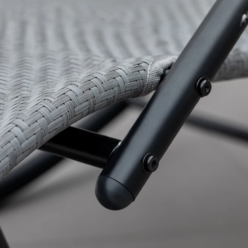 Outsunny Șezlong cu design contemporan, rocking chair ergonomic cu tetieră detasabilă, brațe și suport pentru picioare, acoperire textilen