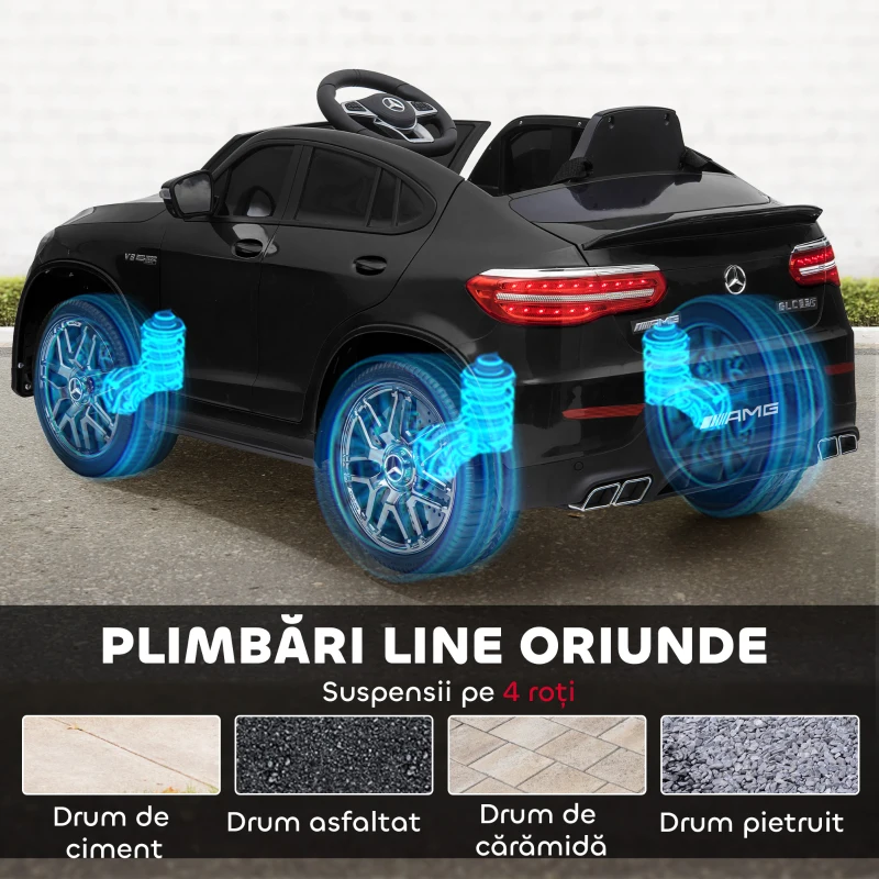 HOMCOM Masina Electrica pentru Copii Mercedes, Negru