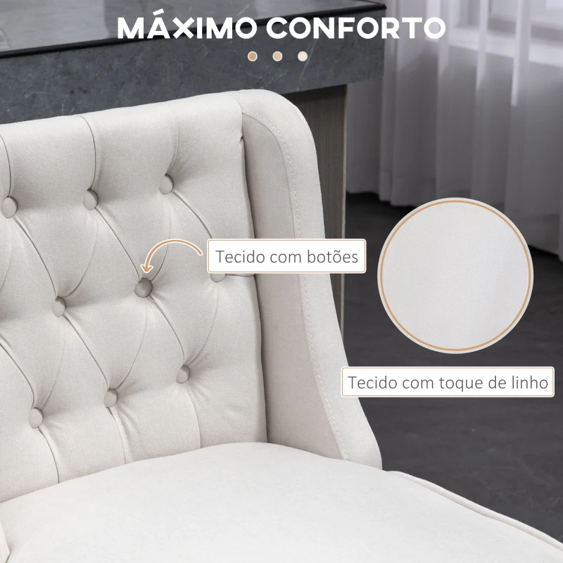 HOMCOM Conjunto de 2 Bancos de Bar com Encosto Giratório 180° Bancos Altos de Cozinha com Apoio para Pés  45,7x57,2x101 cm Bege