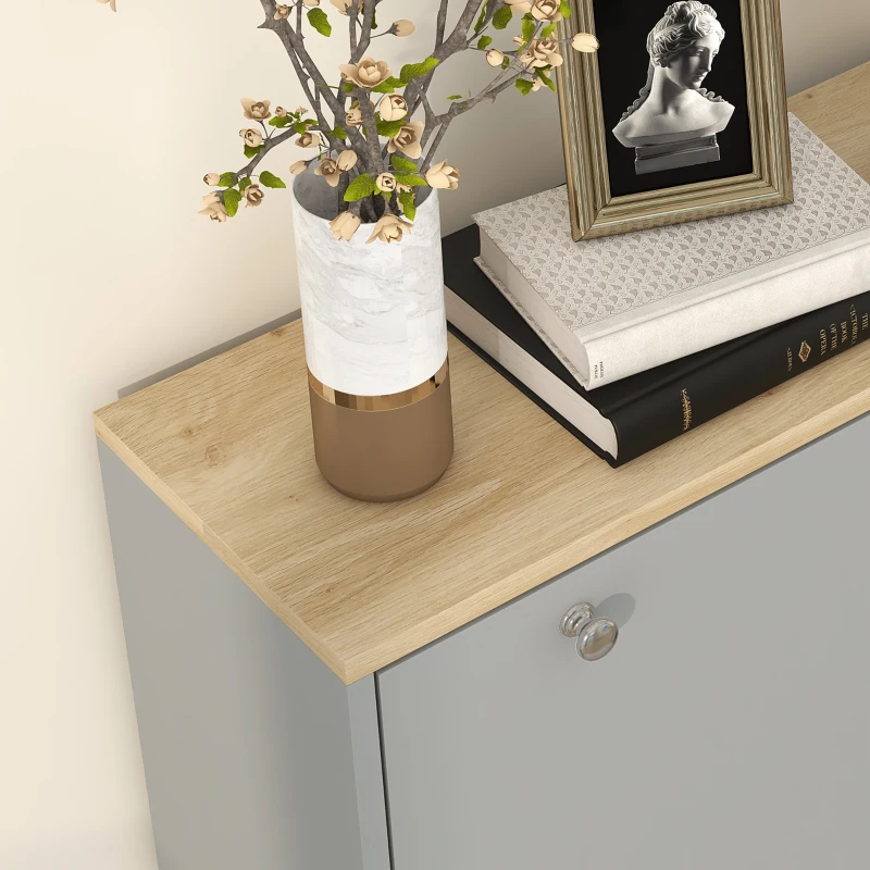 HOMCOM Mobilier pentru pantofi 24 perechi cu 3 sertare rabatabile si rafturi reglabile, 80x23,5x121 cm, gri